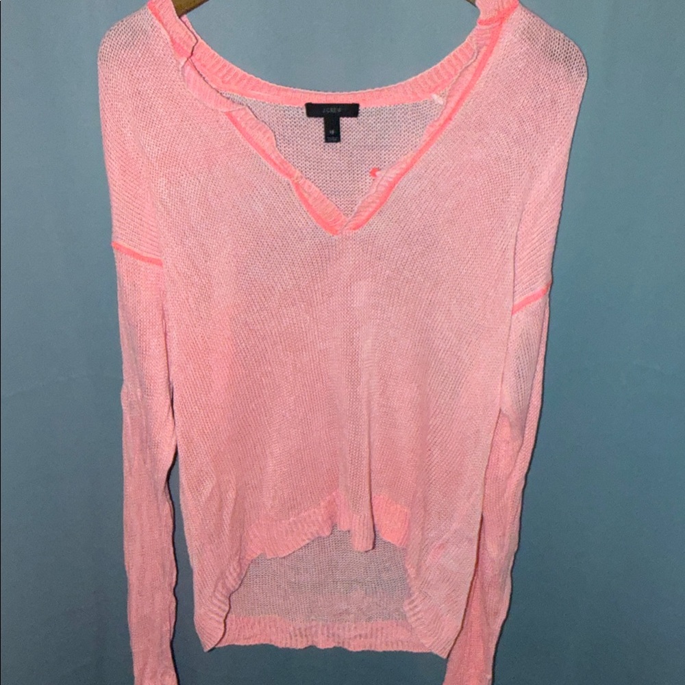 J. Crew Light Pink Knit Top Fisherman Grandma Coastal 90s Oversized size XS